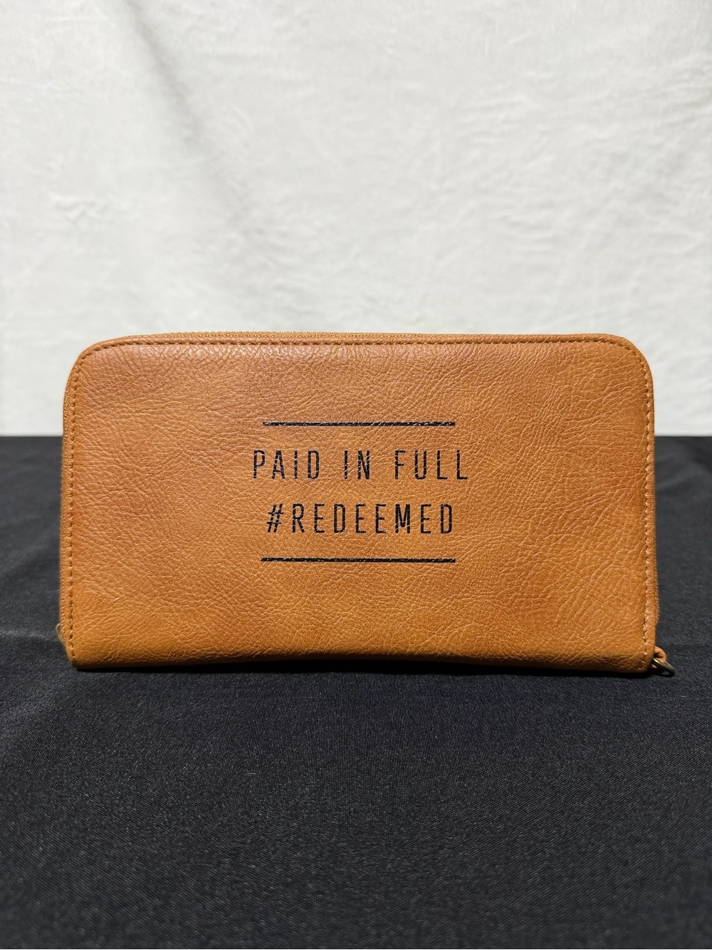 thirty-one caramel distressed Wallet "Paid In Full #Redeemed"